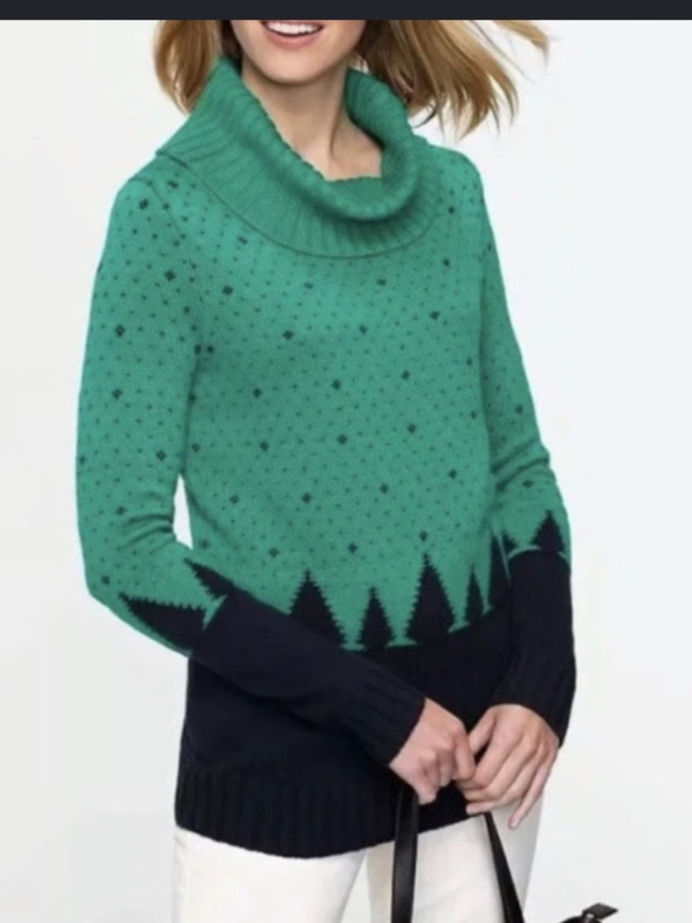 Talbots lambswool blend turtleneck sweater womens large tree scape